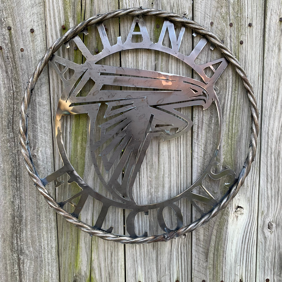 18", 24", 32", 36" ATLANTA FALCONS CUSTOM RAW METAL VINTAGE CRAFT TEAM SIGN HANDMADE