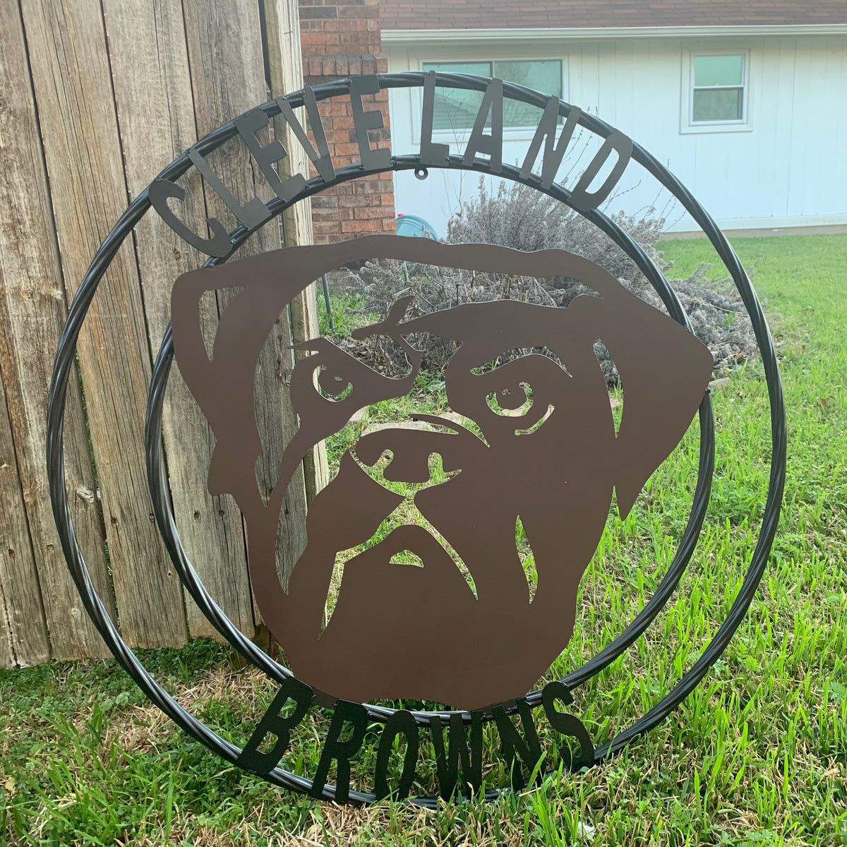 CLEVELAND BROWNS METAL CUSTOM VINTAGE CRAFT ART HANDMADE RUSTIC BROWN