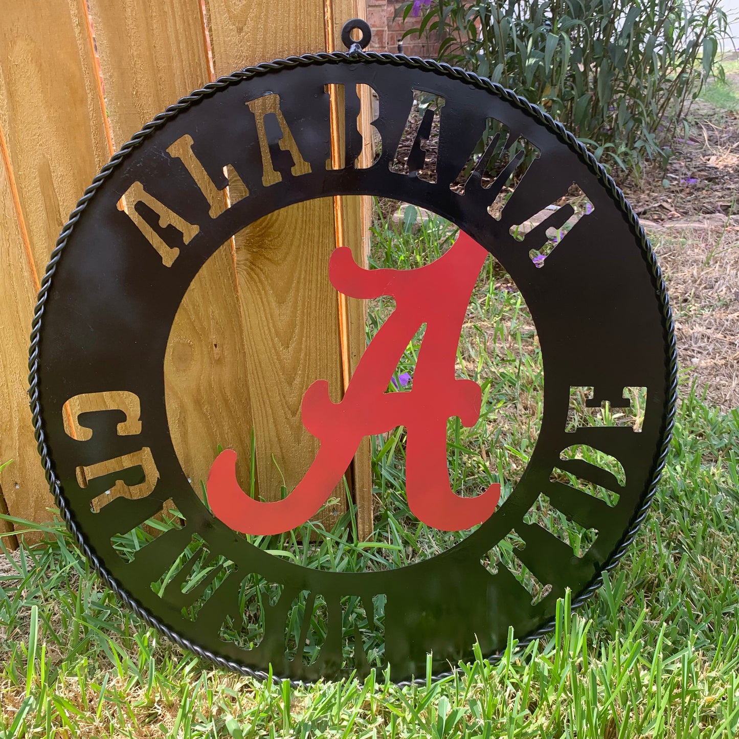 ALABAMA CRIMSON TIDE WIDE BAND RING CUSTOM METAL VINTAGE SIGN TEAM HANDMADE