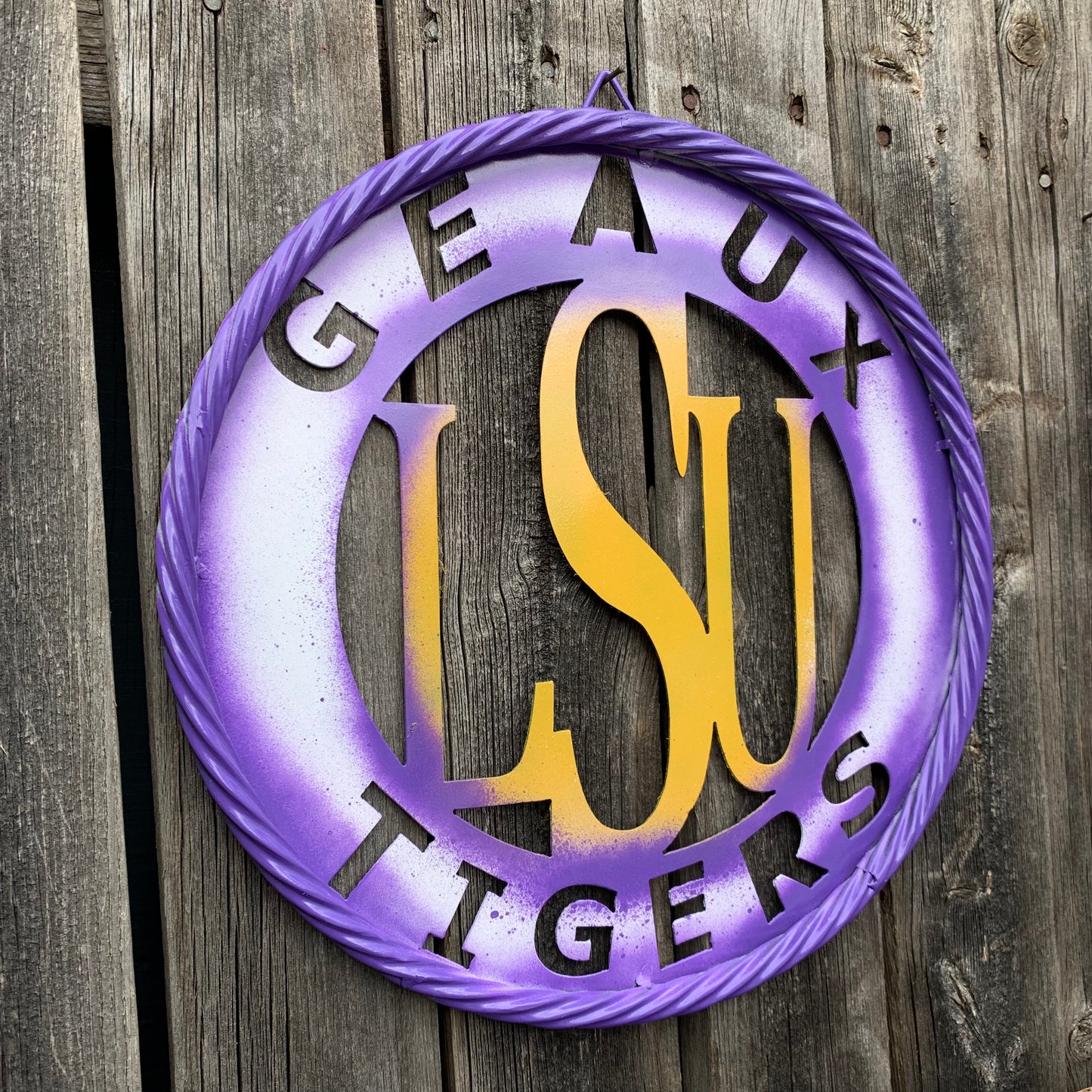 12",18",24",32" LSU GEAUX TIGERS CUSTOM METAL VINTAGE CRAFT SIGN TEAM WALL ART WESTERN HOME DECOR
