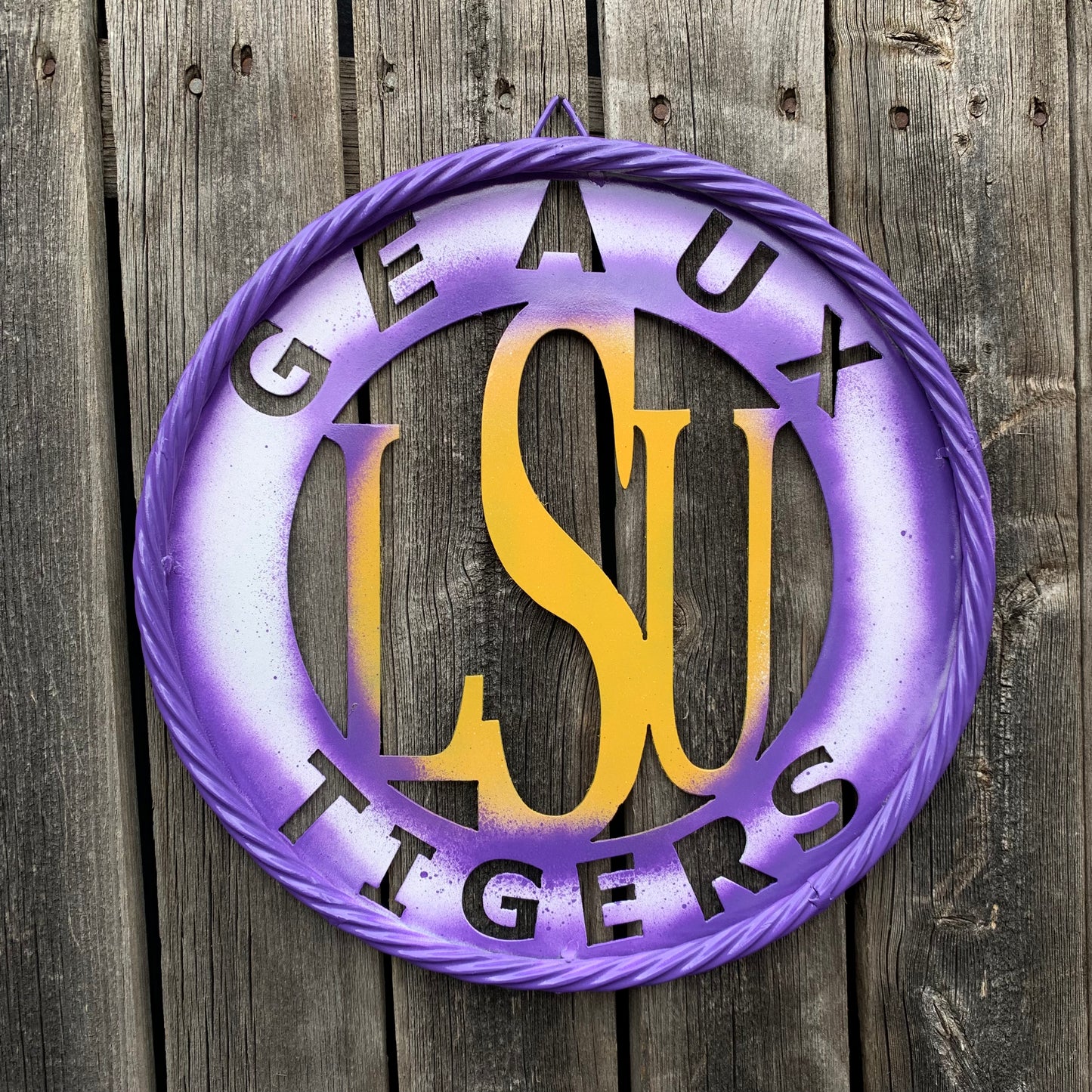 12",18",24",32" LSU GEAUX TIGERS CUSTOM METAL VINTAGE CRAFT SIGN TEAM WALL ART WESTERN HOME DECOR