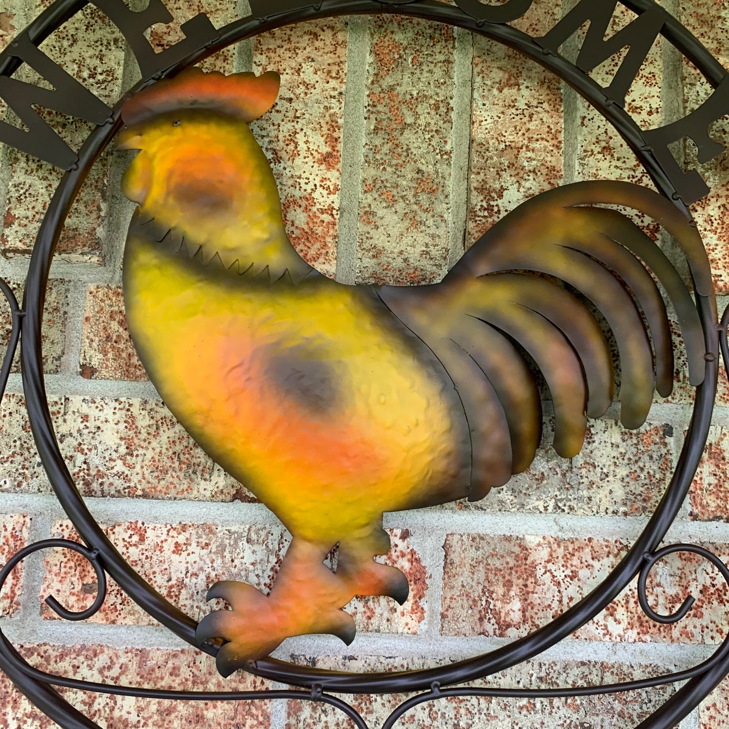 ROOSTER WELCOME 24" METAL SCROLL STYLE WESTERN HOME DECOR HANDMADE NEW-#EH10143