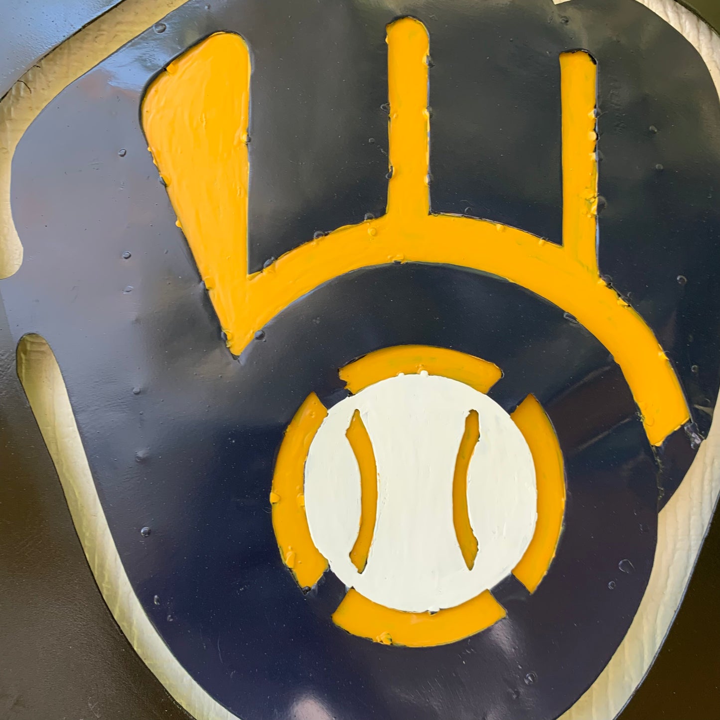 24" MILWAUKEE BREWERS WIDE BAND DISC CUSTOM METAL VINTAGE CRAFT TEAM SPORTS SIGN HANDMADE