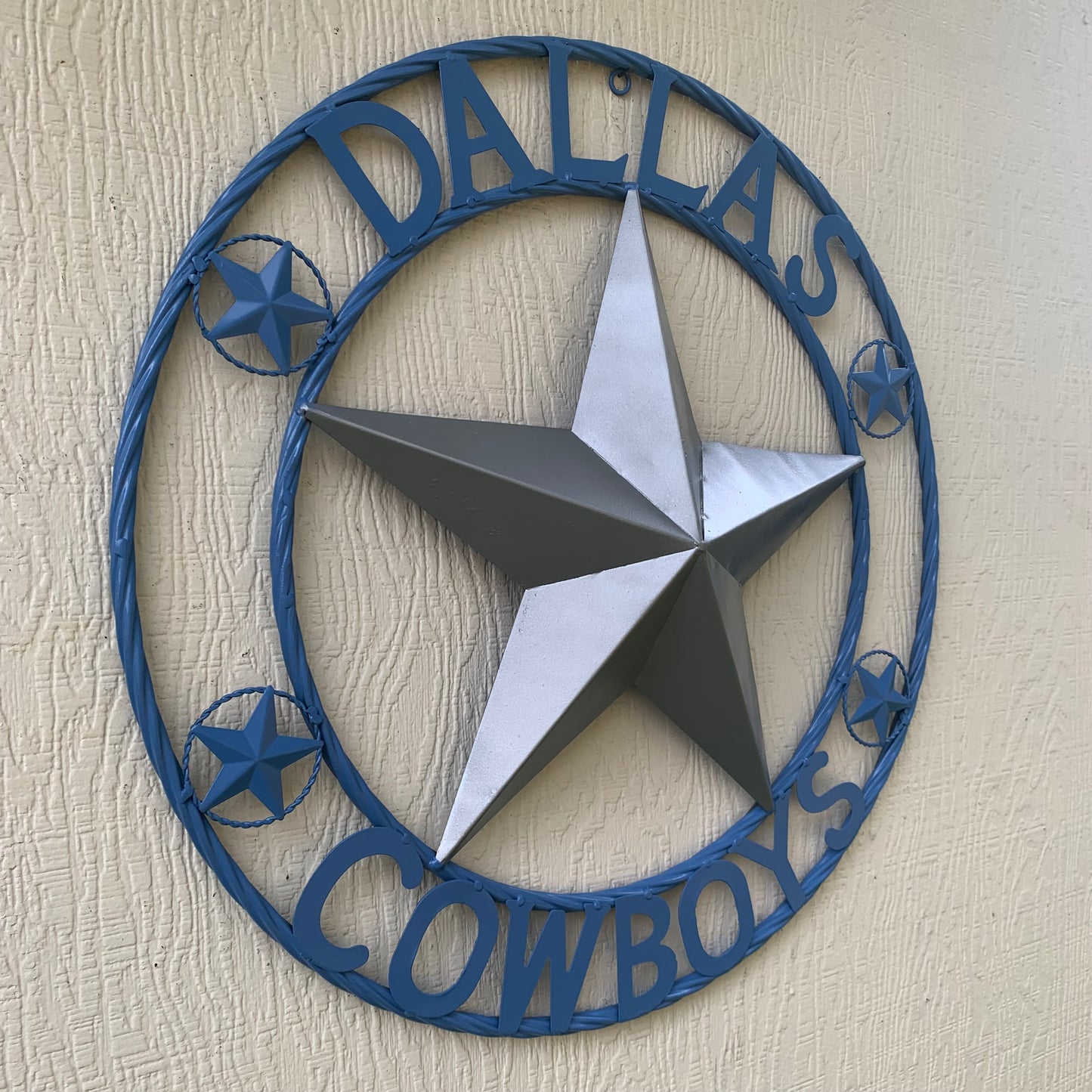 DALLAS COWBOYS LIGHT BLUE & SILVER DECOR METAL ART WESTERN HOME WALL DECOR SIZE:24",32",36",40",42",44",46",50"
