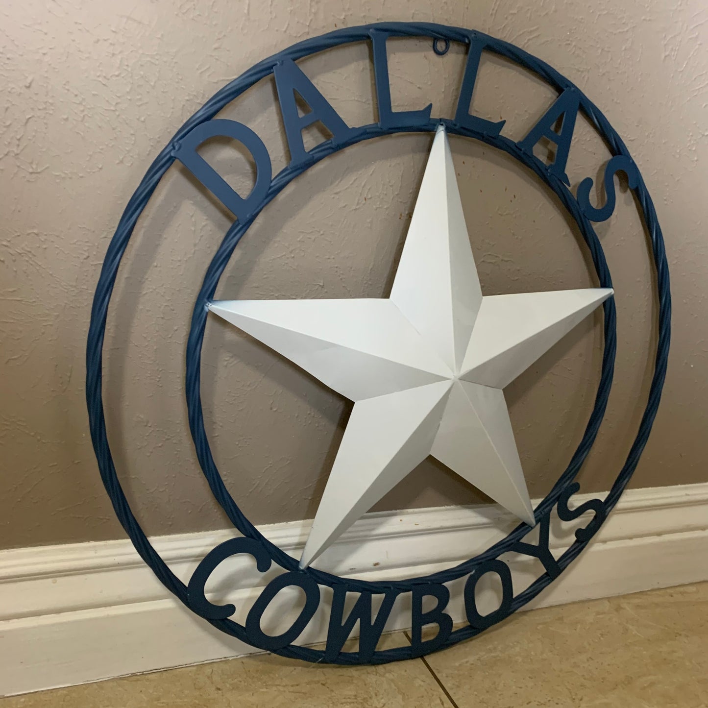 DALLAS COWBOYS STAR METAL BARN LONE STAR WESTERN HOME DECOR BLUE & WHITE STAR, SIZE:24",32",36",40",42",44",46",50"
