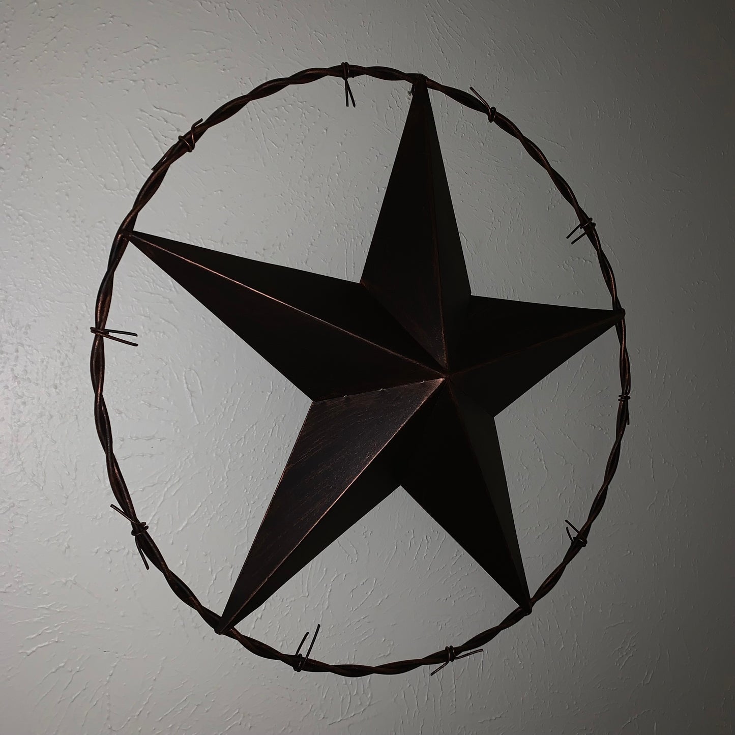 24" BARBWIRE TWISTED RING METAL WALL ART WESTERN HOME DECOR RUSTIC BRONZE COPPER #A10024