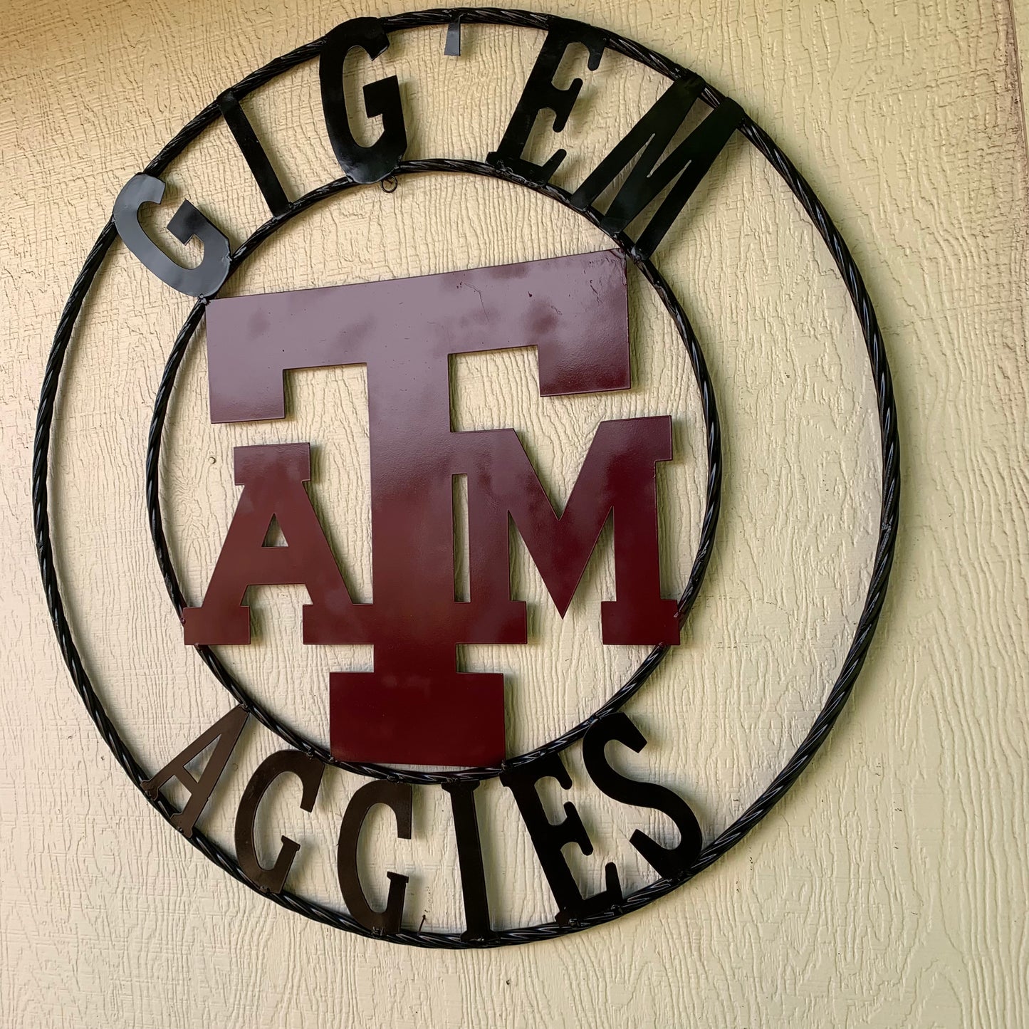 GIGEM AGGIES CUSTOM METAL VINTAGE CRAFT SIGN TEAM WESTERN HOME DECOR HANDMADE