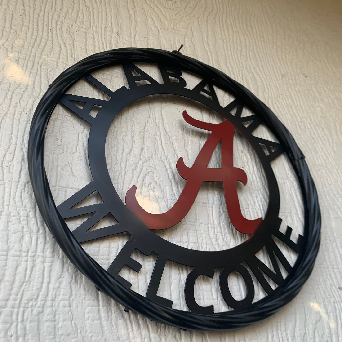 ALABAMA WELCOME RED & BLACK CUSTOM METAL VINTAGE SIGN TEAM HANDMADE