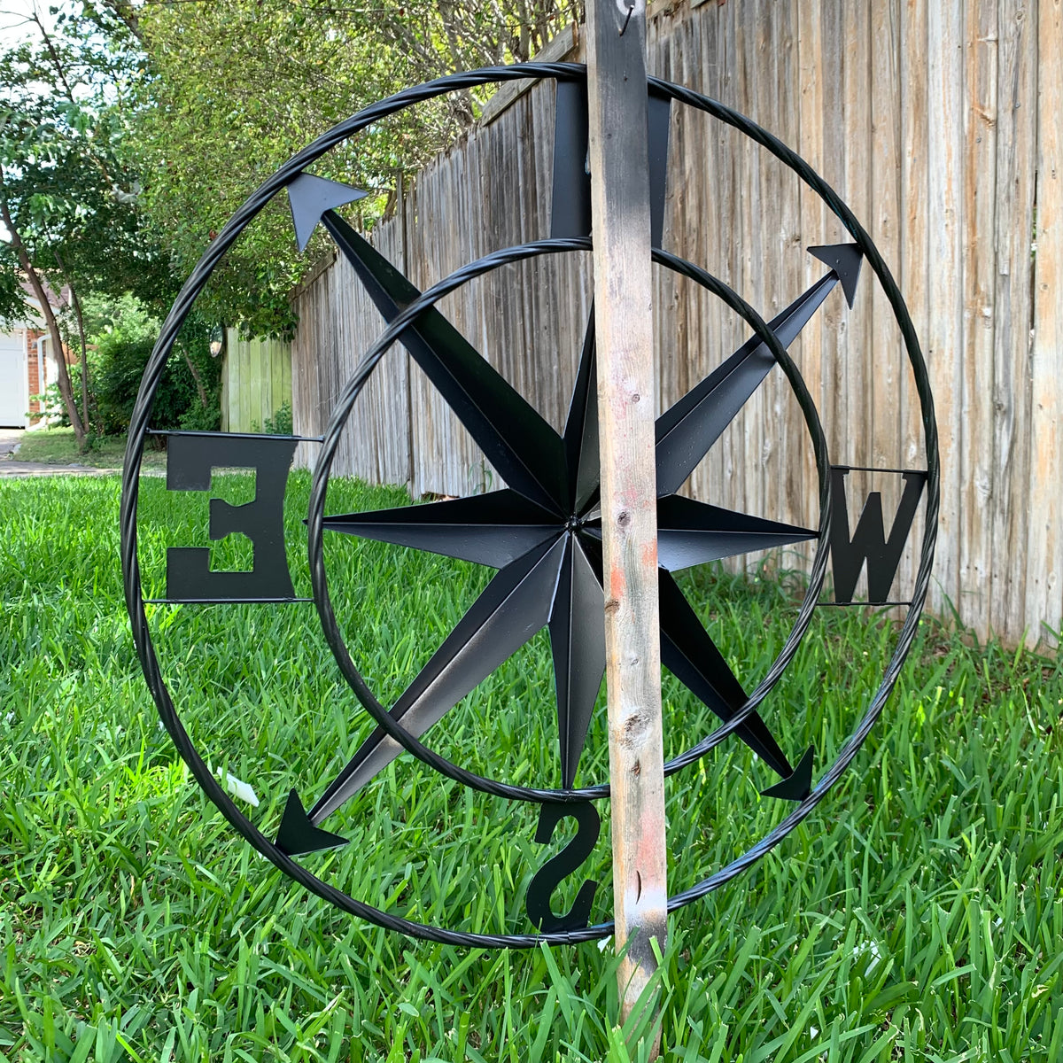 COMPASS NAVY BLUE 24" METAL SIGN WESTERN HOME DECOR HANDMADE NEW