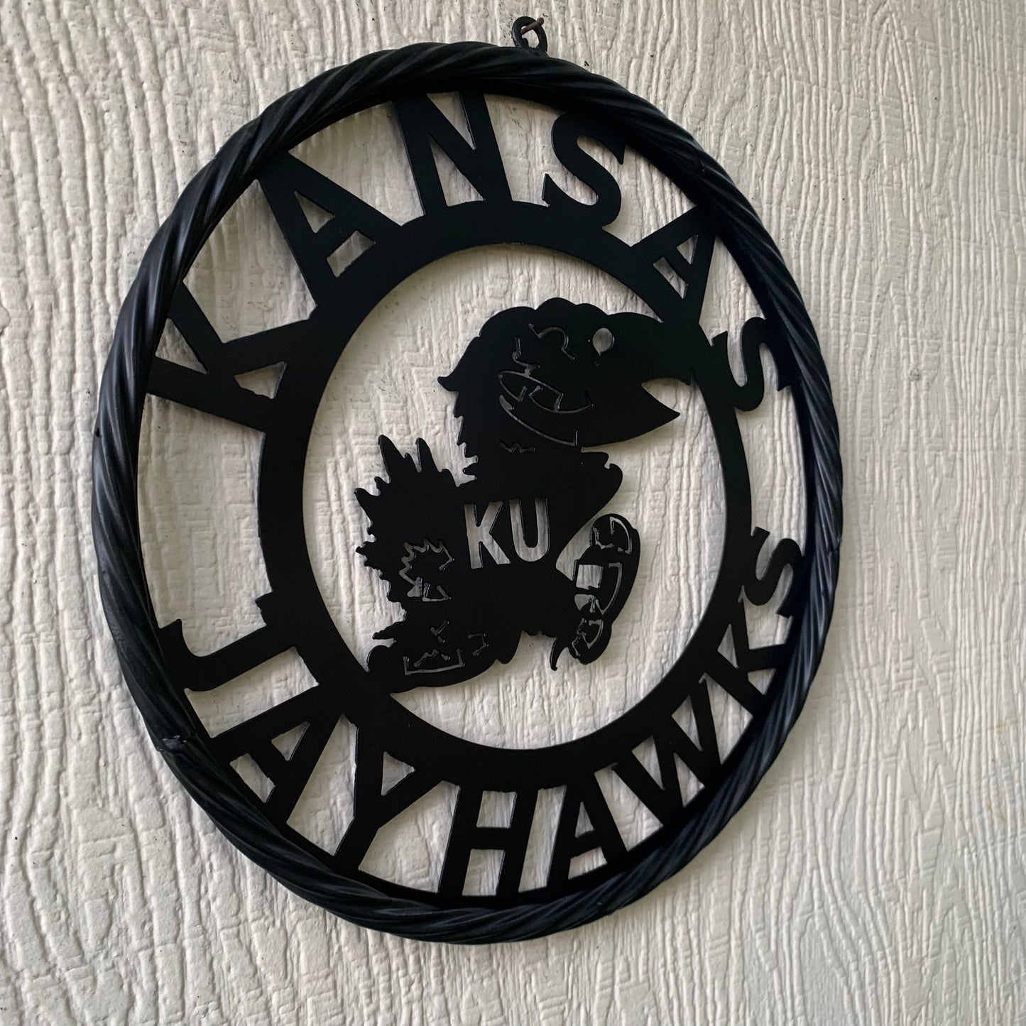 KANSAS JAYHAWKS BLACK METAL CUSTOM VINTAGE CRAFT WALL ART TEAM SIGN HANDMADE