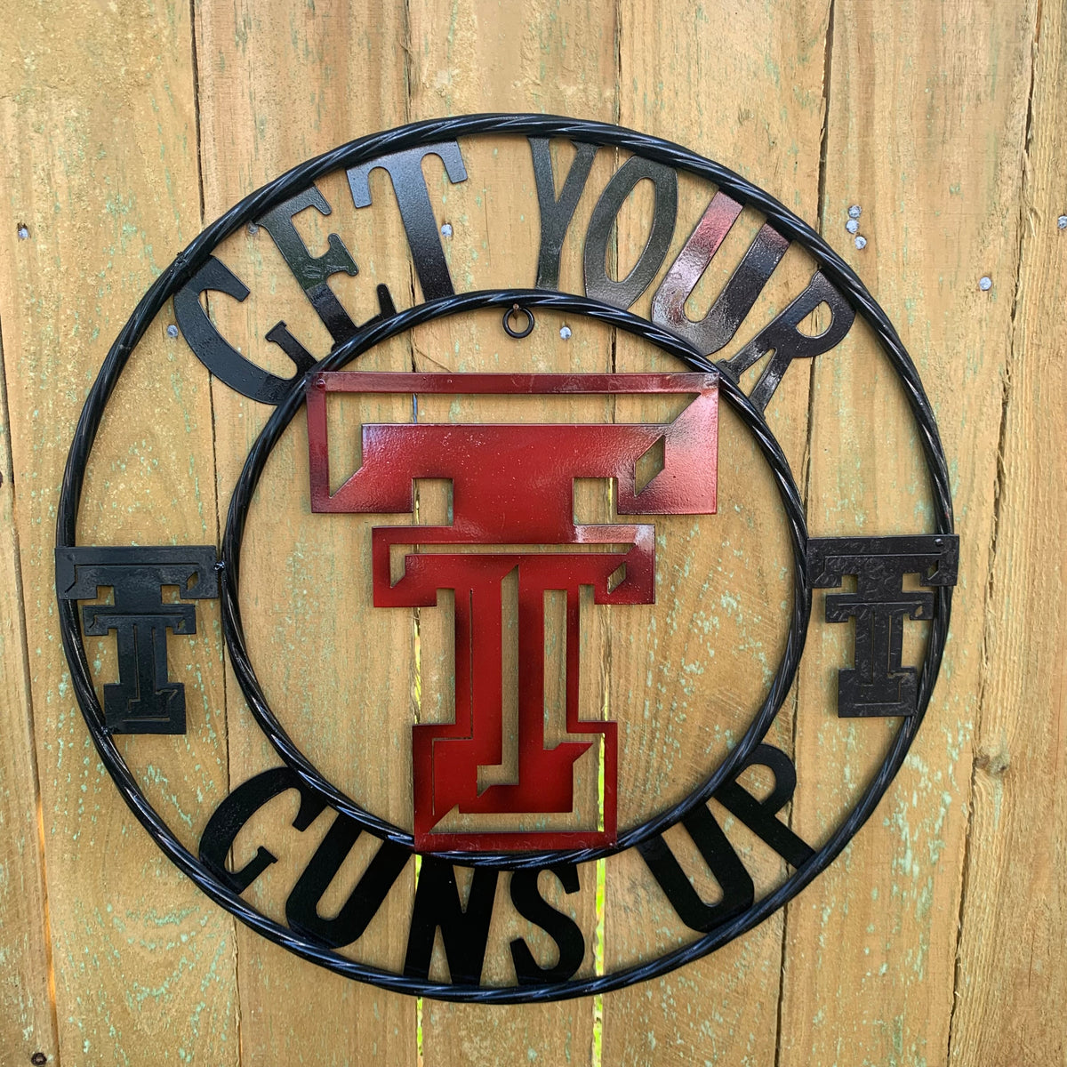 12", 18", 24", 32" GET YOUR GUNS UP TEXAS TECH CUSTOM METAL VINTAGE CRAFT TEAM SIGN