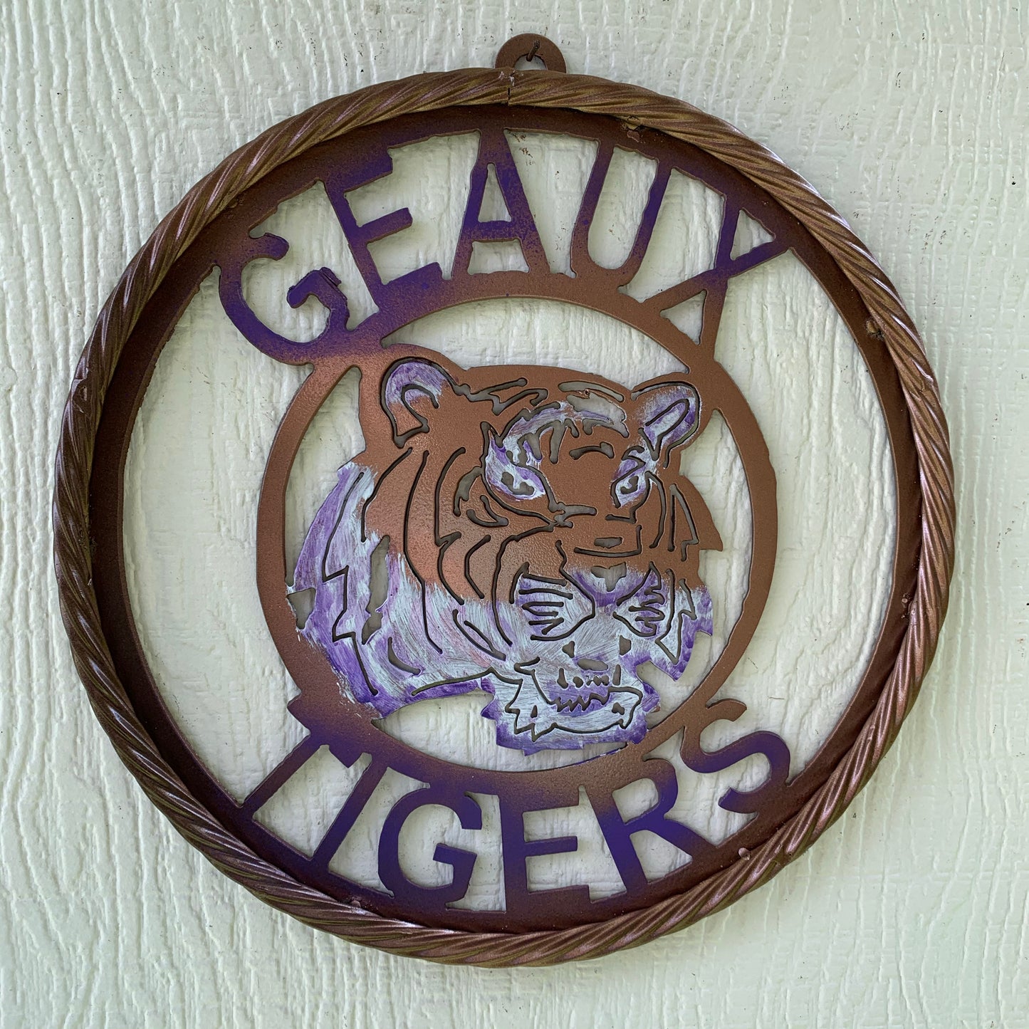 12",18",24",32" GEAUX TIGERS CUSTOM VINTAGE METAL CRAFT TEAM WALL ART HANDMADE
