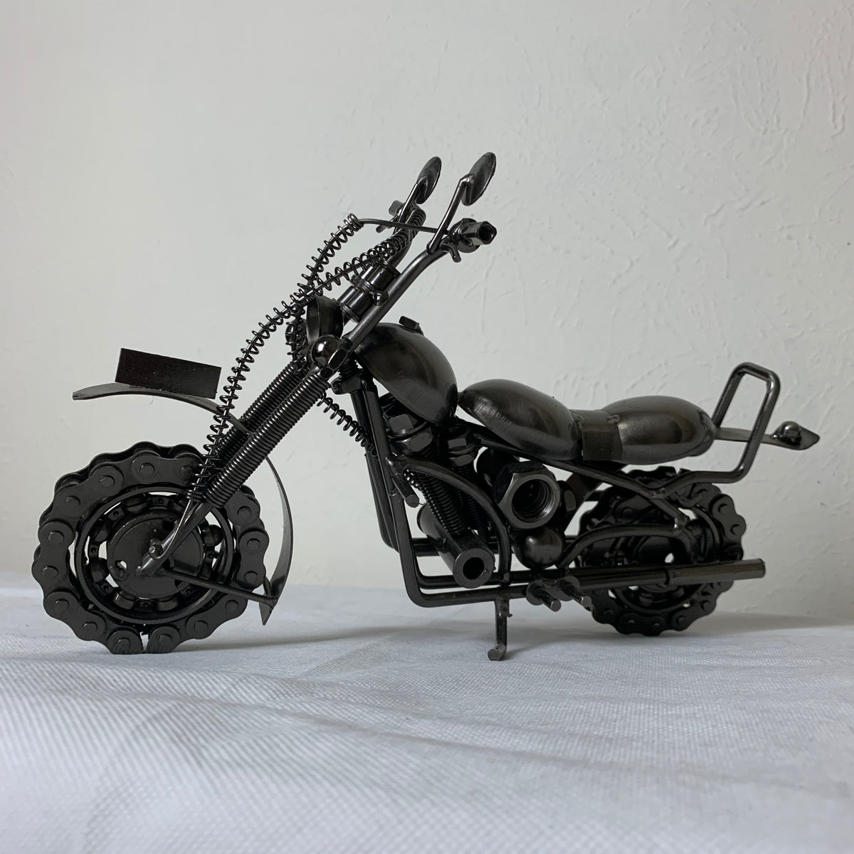 12" HARLEY STYLE MOTORCYCLE GUN METAL WESTERN HOME BAR DECOR NEW