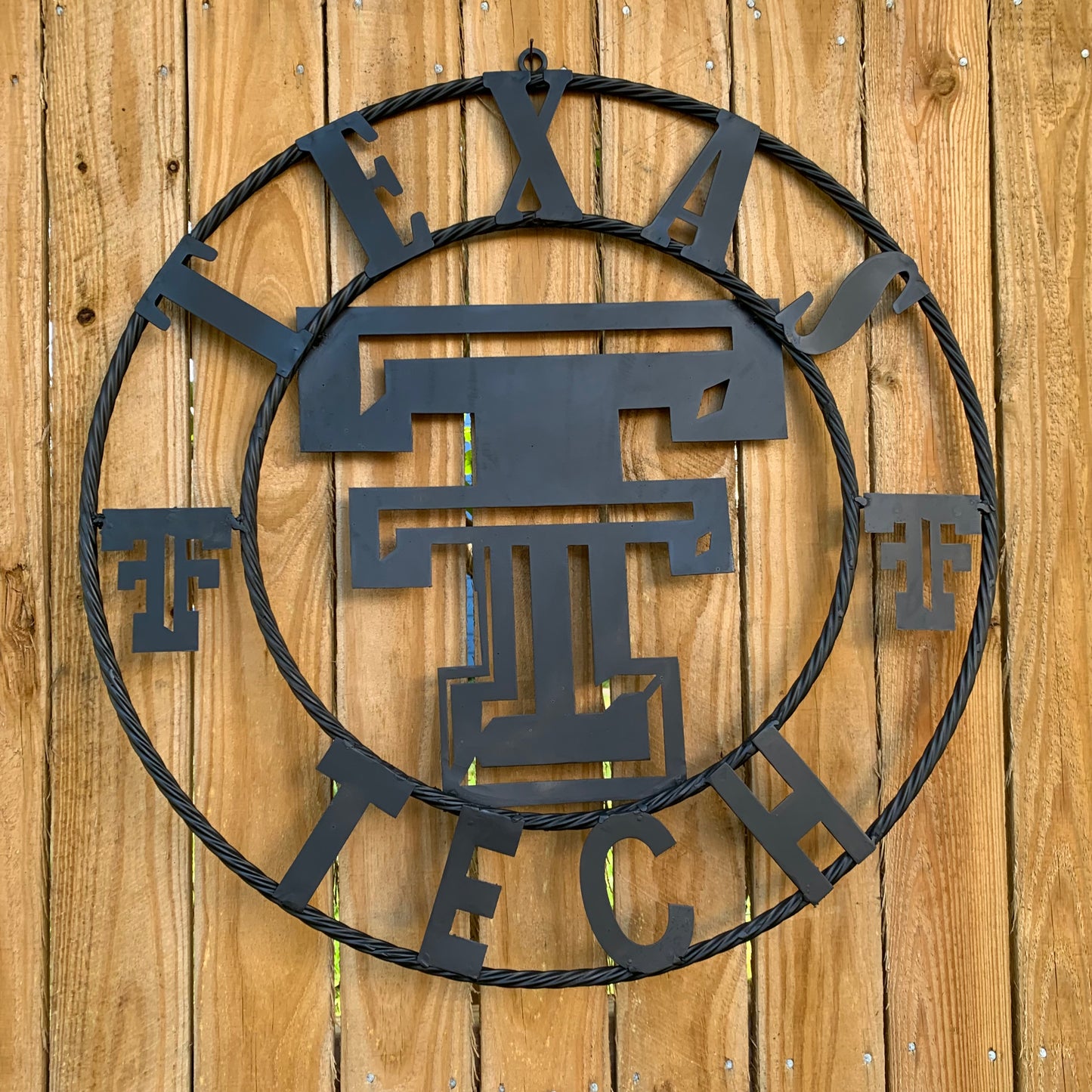 TEXAS TECH RUSTIC BLACK CUSTOM METAL VINTAGE CRAFT WESTERN HOME DECOR HANDMADE