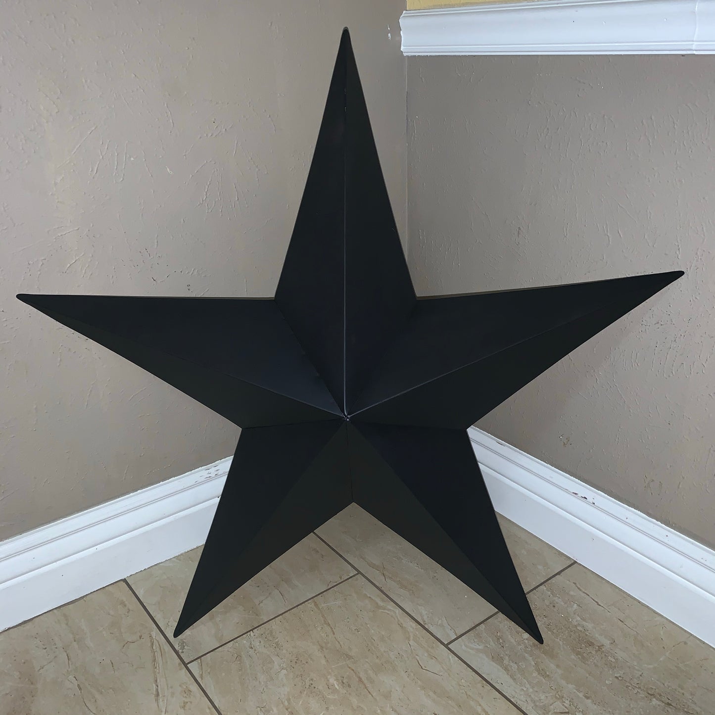 #EH10479 12", 16", 24", 30", 36" RUSTIC BLACK BARN STAR NO RING DAVID STAR 5 POINT WESTERN HOME DECOR HAND PAINTED
