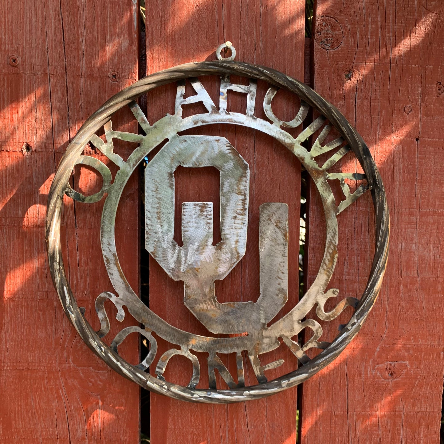 12", 18", 24", 32" OU OKLAHOMA SOONERS RAW METAL CUSTOM VINTAGE CRAFT WALL ART TEAM SIGN HANDMADE