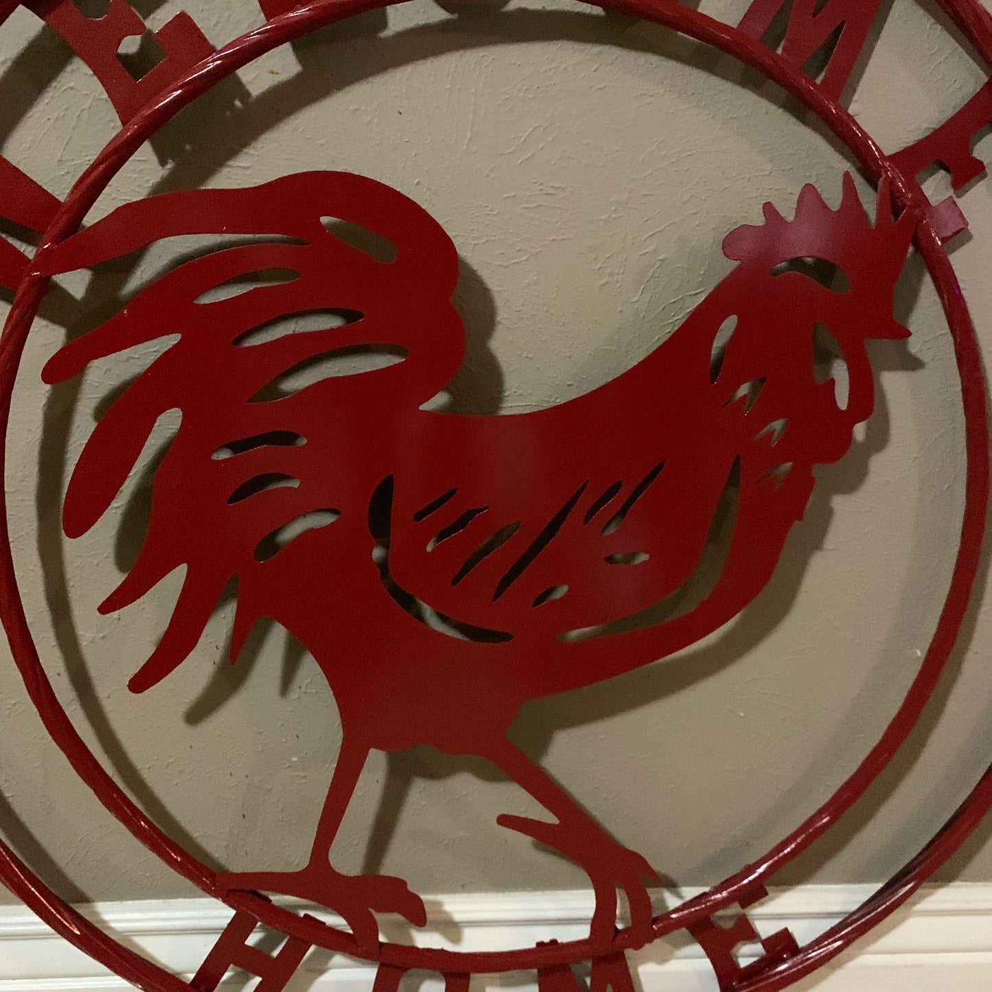 YOUR CUSTOM NAME RED ROOSTER LASERCUT METAL ART WITH RING DESIGN WESTERN METAL ANIMAL ART HOME WALL DECOR BRAND NEW
