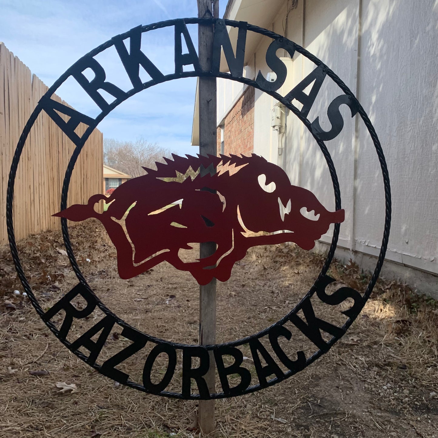 ARKANSAS RAZORBACKS CUSTOM METAL VINTAGE CRAFT SIGN TEAM WALL ART WESTERN HOME DECOR HANDAMADE