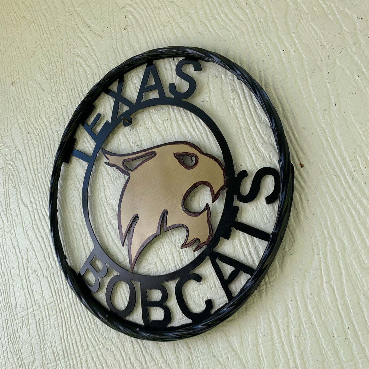 12" TEXAS BOBCATS CUSTOM METAL VINTAGE CRAFT SIGN TEAM WESTERN HOME DECOR HANDMADE