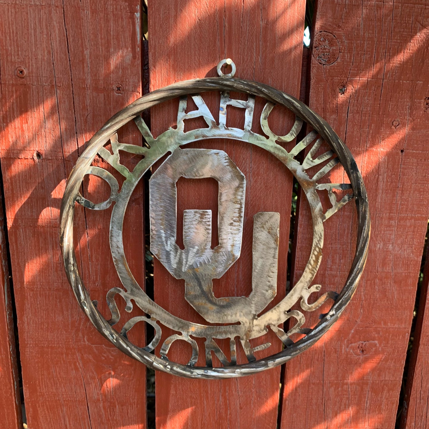 12", 18", 24", 32" OU OKLAHOMA SOONERS RAW METAL CUSTOM VINTAGE CRAFT WALL ART TEAM SIGN HANDMADE