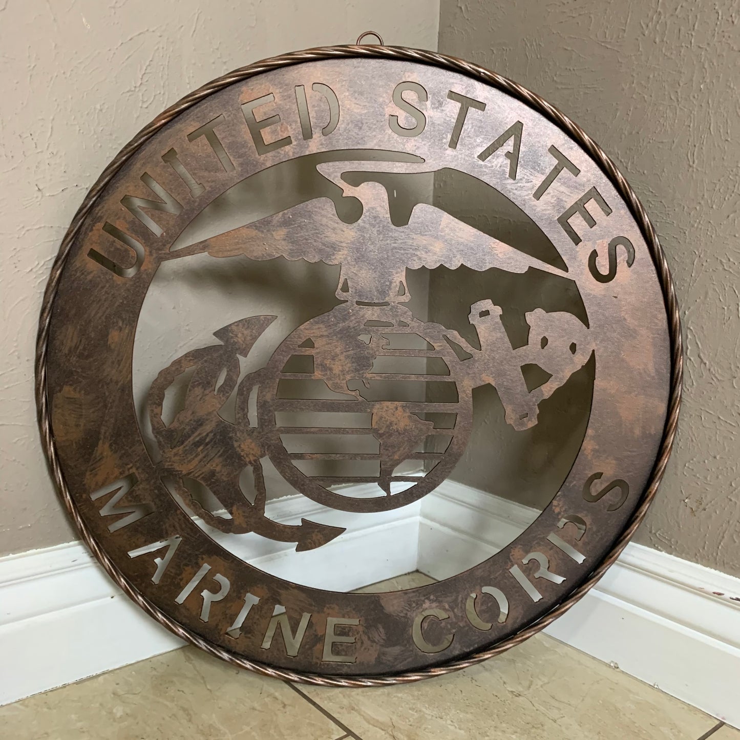 #EH10851 24" UNITED STATES MARINE CORPS MILITARY LASERCUT METAL WALL ART SIGN WESTERN HOME DECOR HANDMADE BRONZE