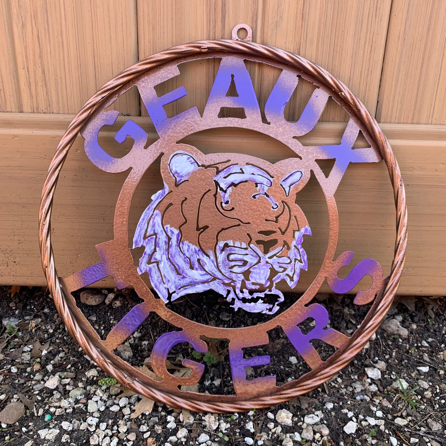 12",18",24",32" GEAUX TIGERS CUSTOM VINTAGE METAL CRAFT TEAM WALL ART HANDMADE