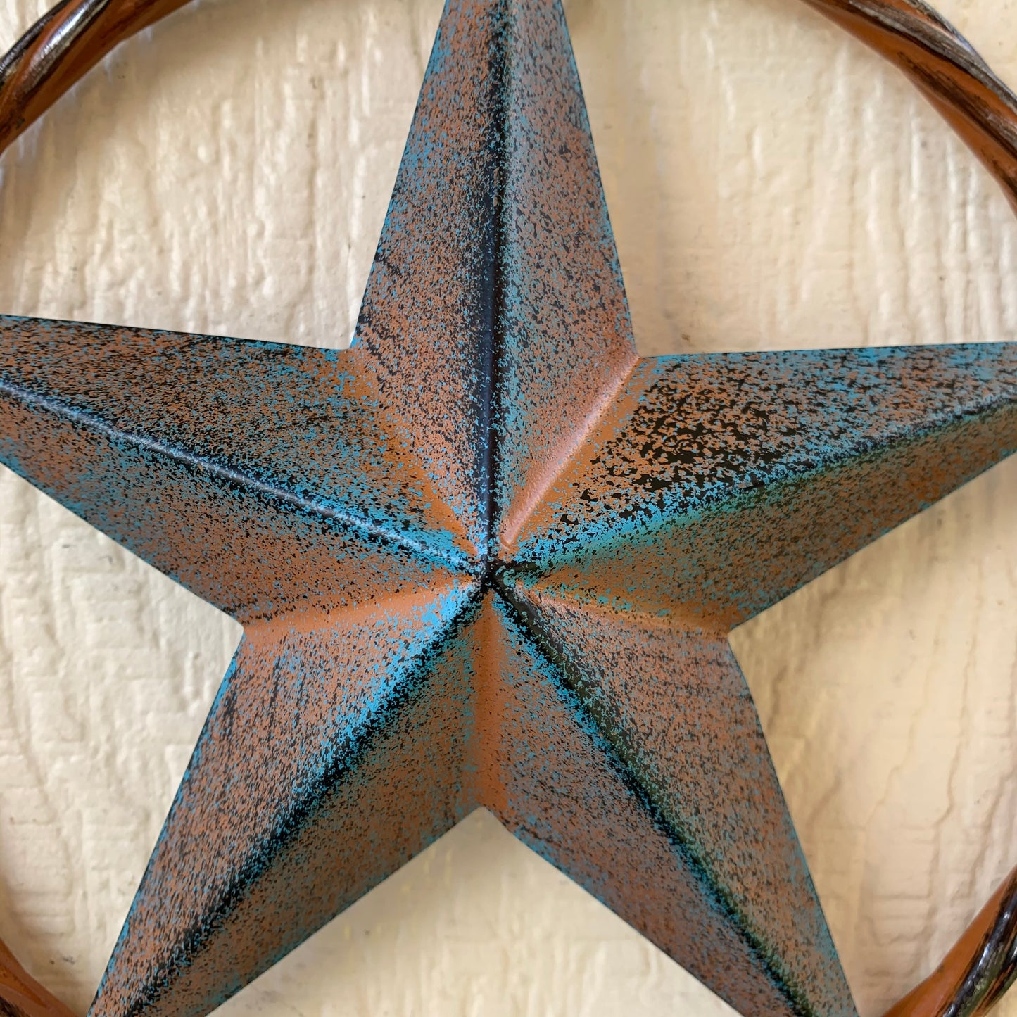 TURQUOISE DISTRESSED BARN METAL STAR WESTERN HOME DECOR ART HANDMADE #EH13601