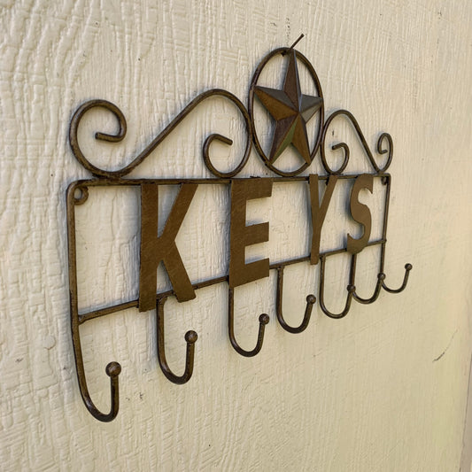 16"x10" LONESTAR KEYS HOLDER METAL HOOKS HANDMADE USA WALL ART METAL WESTERN HOME DECOR NEW BRONZE