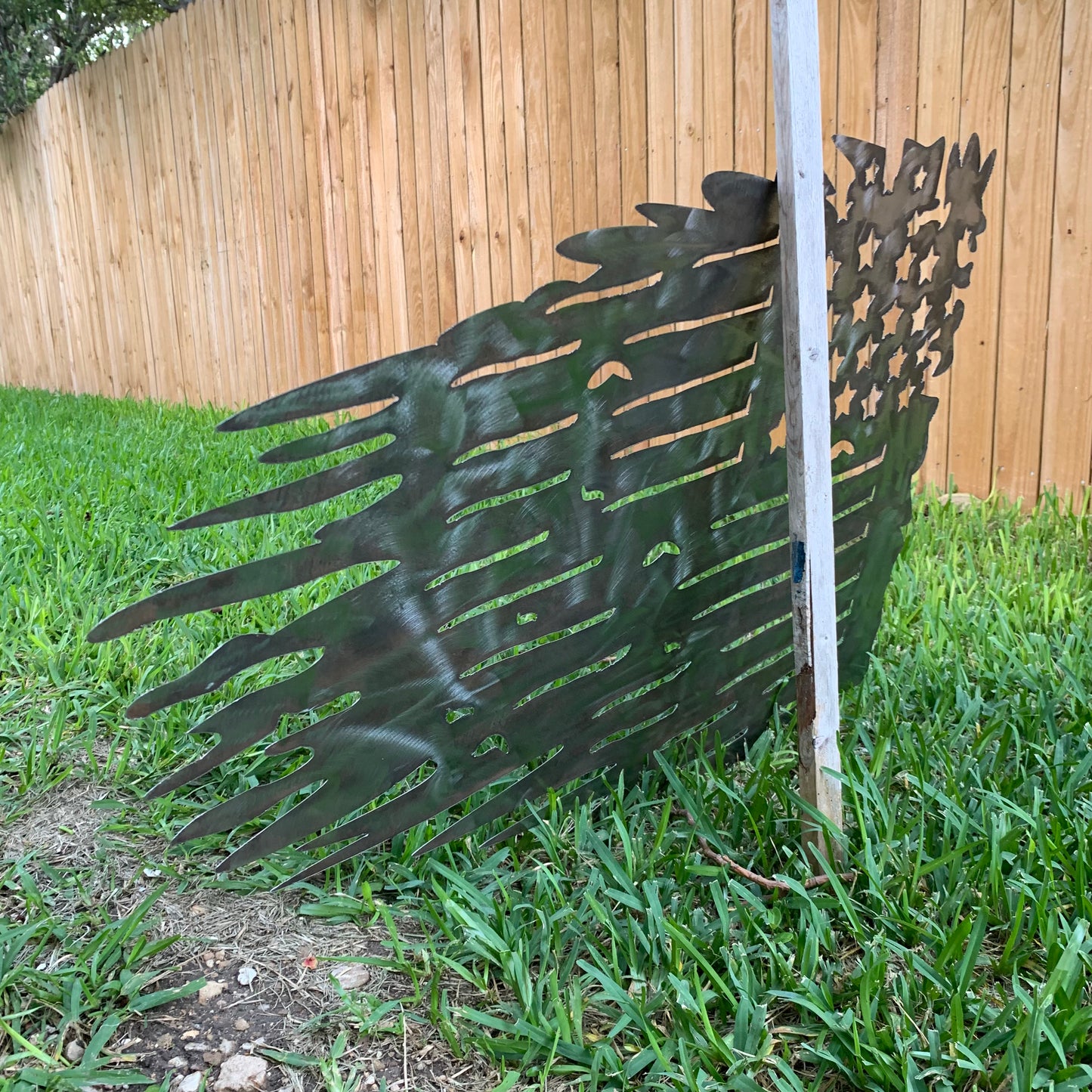 TATTERED USA AMERICAN FLAG RAW METAL LASERCUT HANDMADE WESTERN HOME DECOR BRAND NEW
