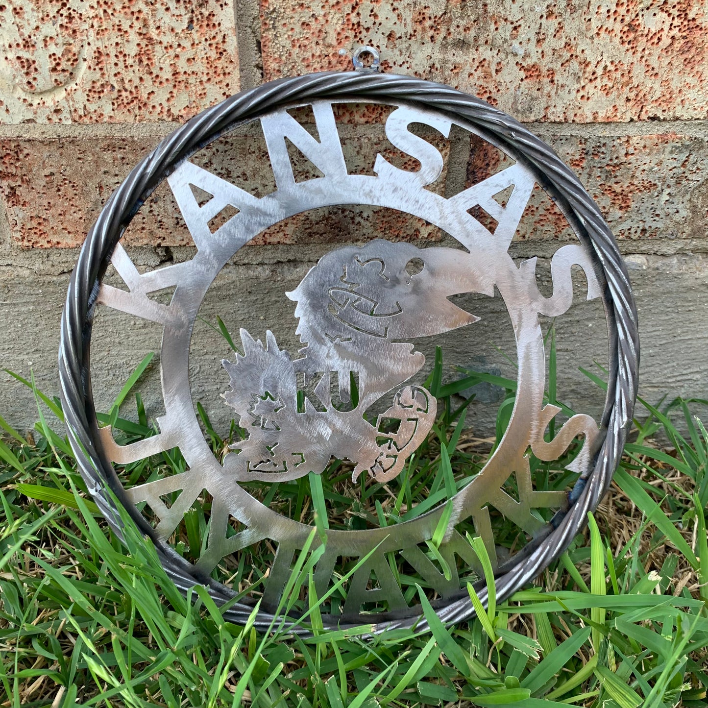 KANSAS JAYHAWKS RAW METAL CUSTOM VINTAGE CRAFT WALL ART TEAM SIGN HANDMADE