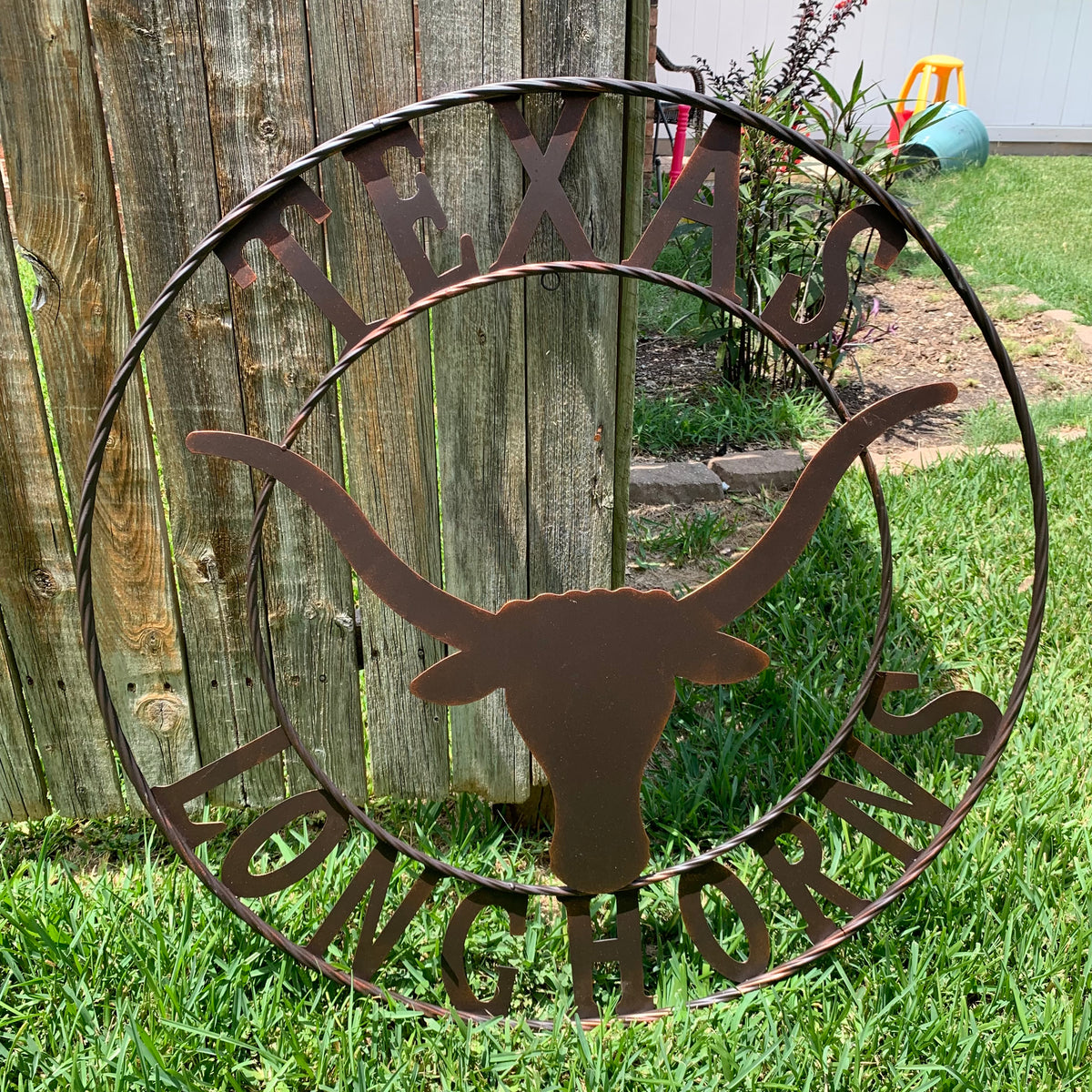TEXAS LONGHORNS CUSTOM METAL VINTAGE CRAFT SIGN TEAM ART WESTERN HOME DECOR RUSTIC BRONZE HANDMADE #EH12565