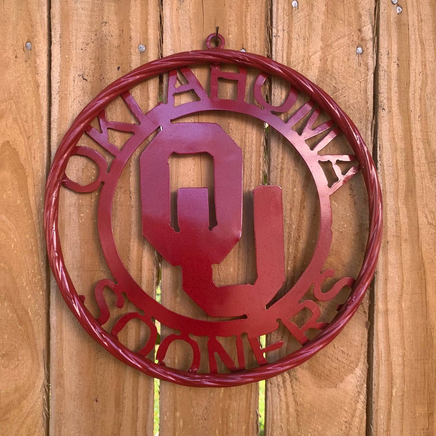 OU OKLAHOMA SOONERS RUSTIC RED METAL CUSTOM VINTAGE CRAFT WALL ART TEAM SIGN HANDMADE 12", 18", 24", 32"
