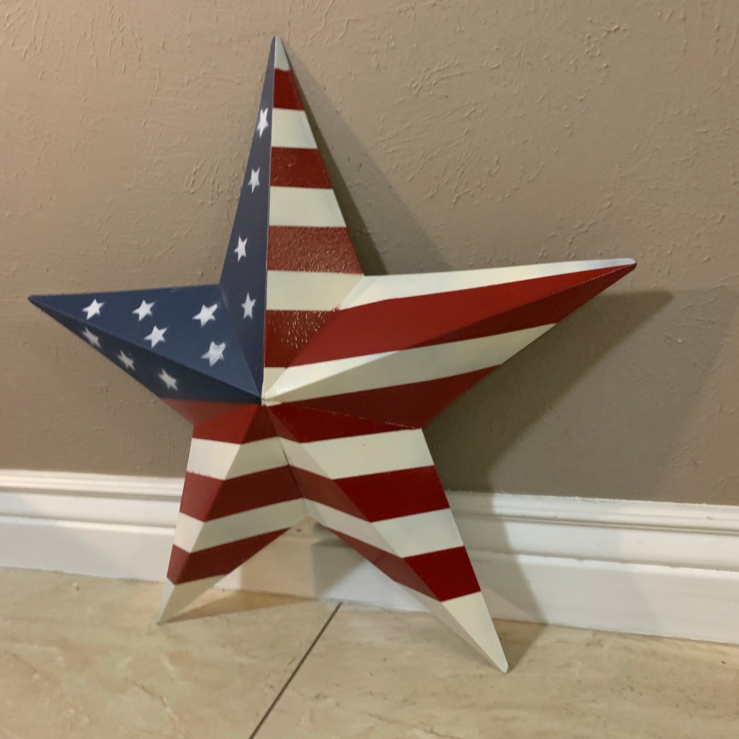 AMERICANA USA FLAG BARN STAR RED WHT BLUE STAR HANDMADE 12",24",36" #EH13297
