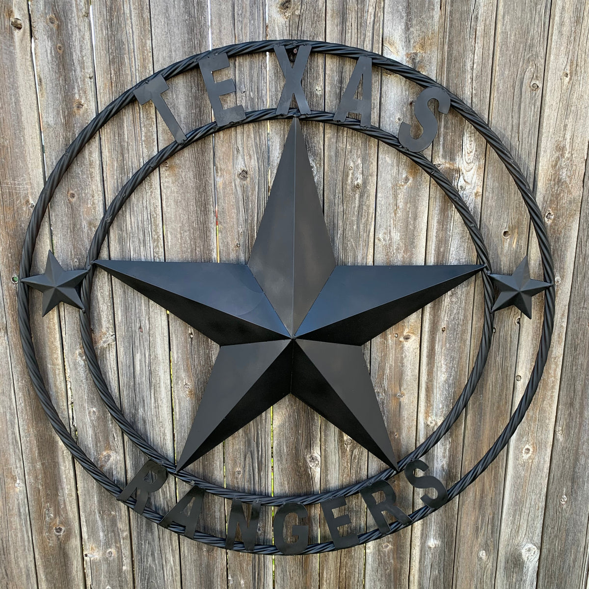 TEXAS RANGERS BLACK LONE STAR METAL TEAM WESTERN HOME DECOR CRAFT