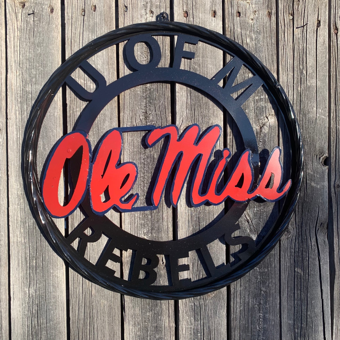 OLE MISS REBELS MISSISSIPPI CUSTOM METAL VINTAGE CRAFT TEAM SIGN WESTERN HOME DECOR HANDMADE
