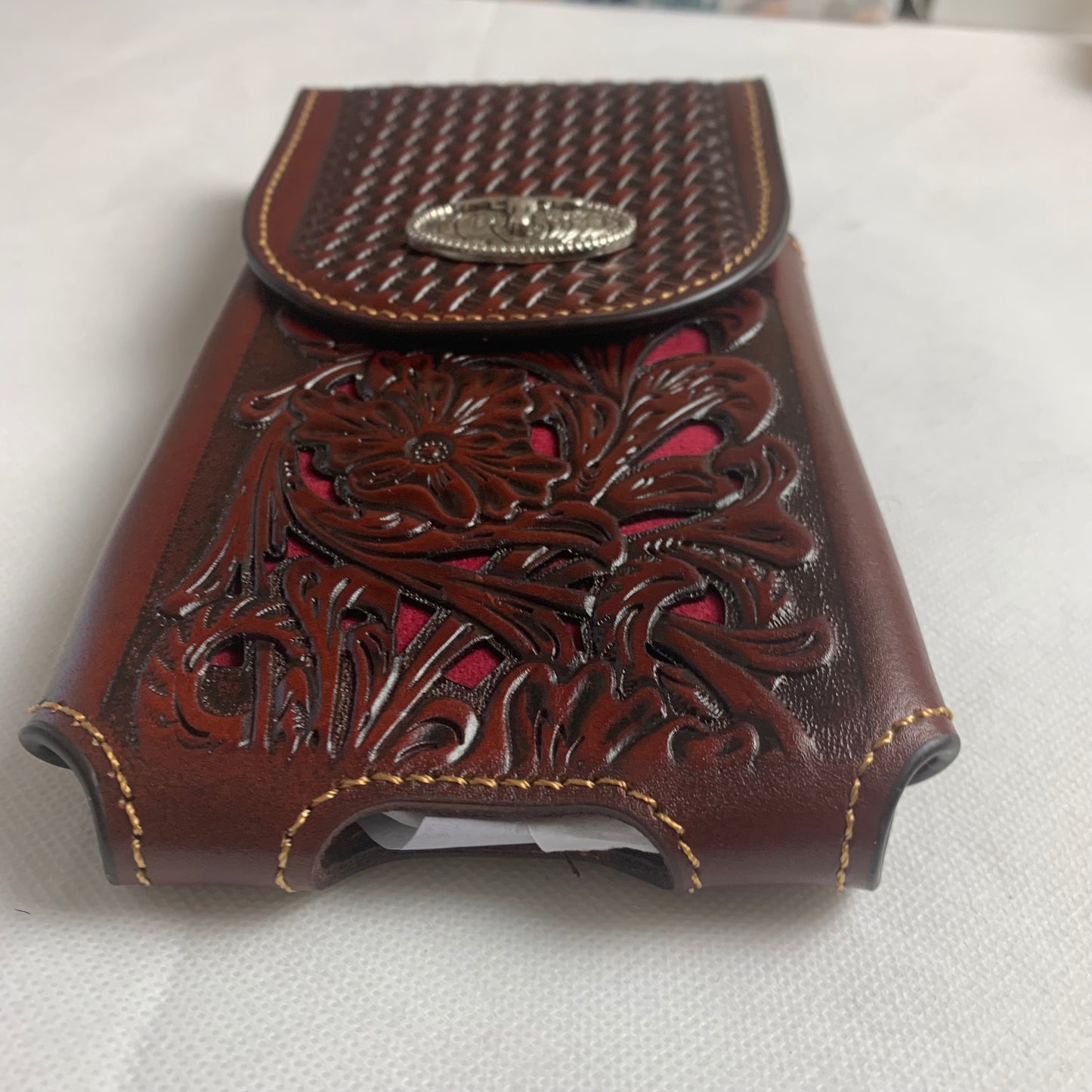 7.5" LONGHORNS COFFEE BROWN LEATHER POUCH EXTRA LARGE  BELT LOOP HOLSTER CELL PHONE CASE UNIVERSAL OVERSIZE