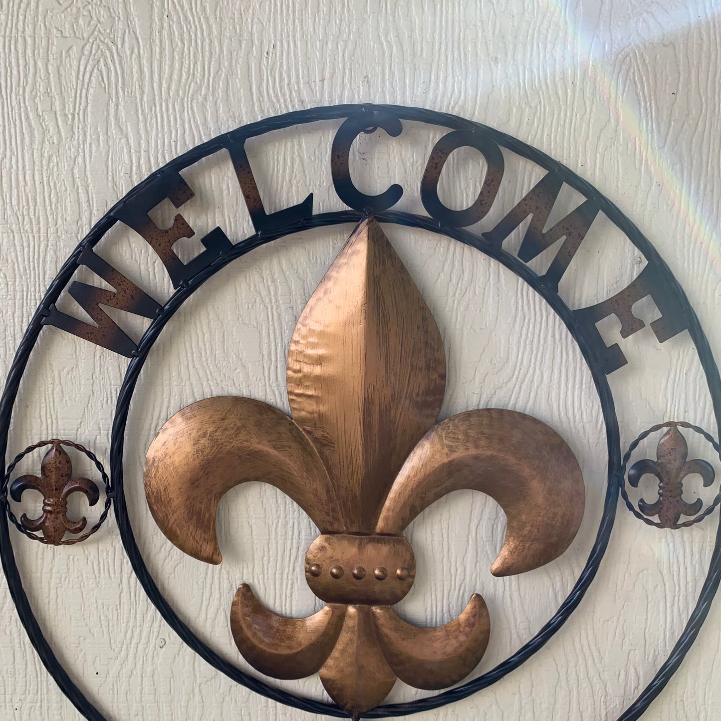 24", 32" WELCOME FLEUR DE LIS METAL WALL ART WESTERN HOME DECOR GOLD & BLACK #EH10251