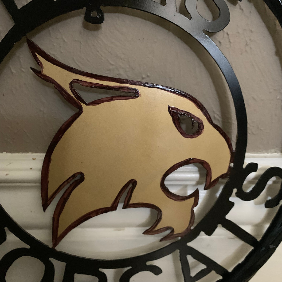 12" TEXAS BOBCATS CUSTOM METAL VINTAGE CRAFT SIGN TEAM WESTERN HOME DECOR HANDMADE