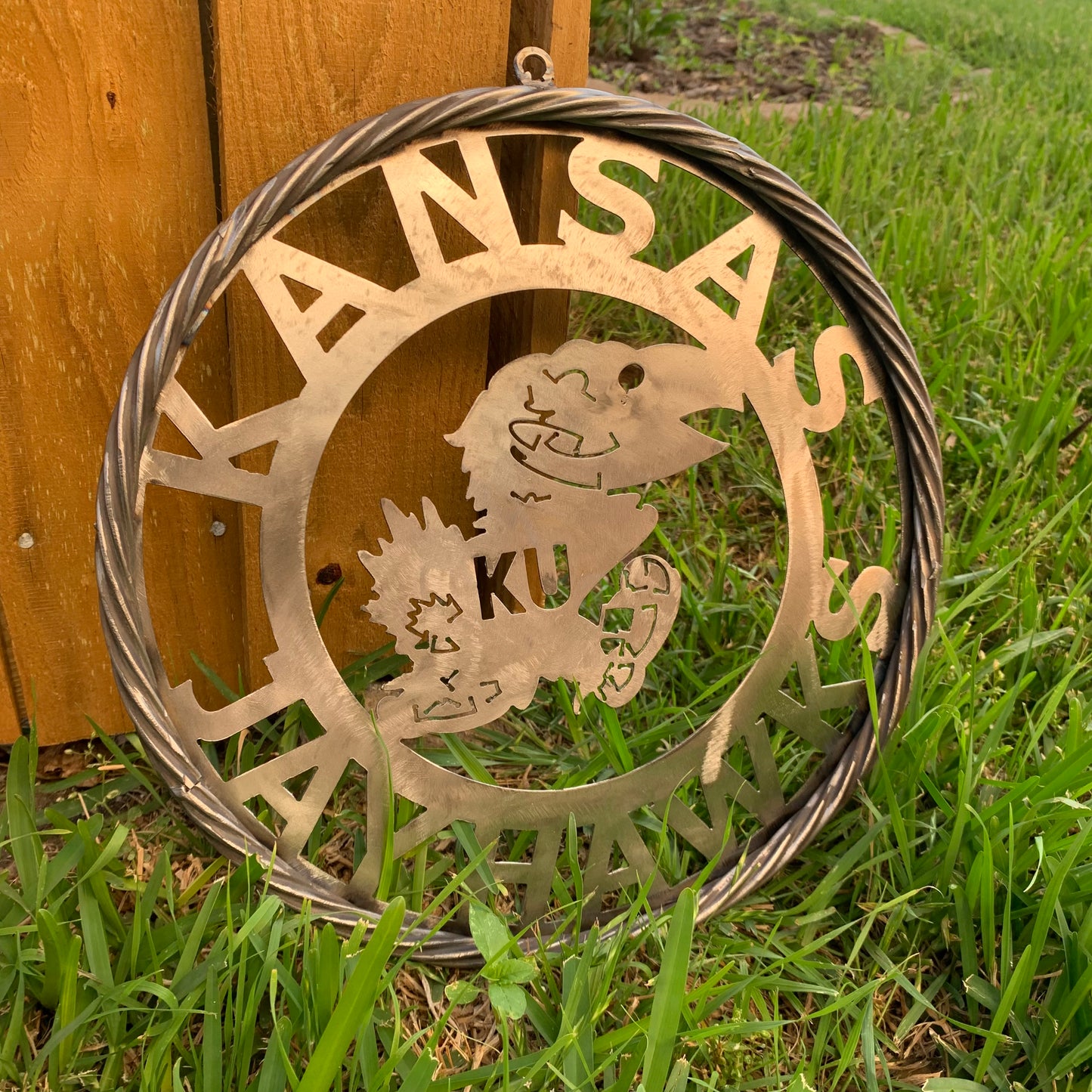KANSAS JAYHAWKS RAW METAL CUSTOM VINTAGE CRAFT WALL ART TEAM SIGN HANDMADE