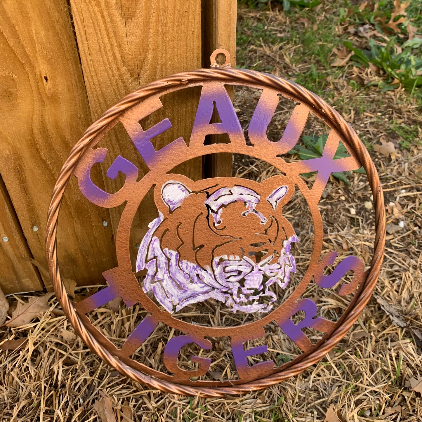 12",18",24",32" GEAUX TIGERS CUSTOM VINTAGE METAL CRAFT TEAM WALL ART HANDMADE