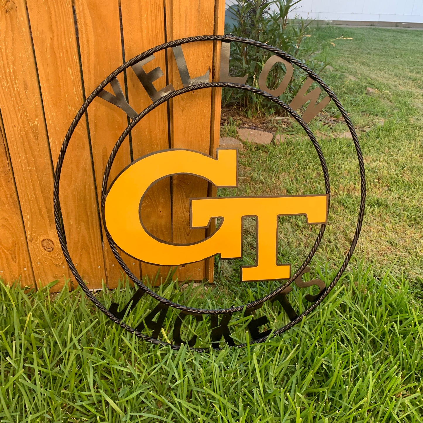 GEORGIA TECH YELLOW JACKETS CUSTOM METAL VINTAGE CRAFT SIGN TEAM WALL ART WESTERN HOME DECOR HANDMADE 12",18",24",32",36"