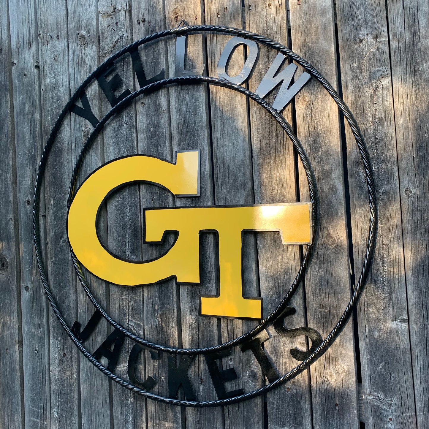 GEORGIA TECH YELLOW JACKETS CUSTOM METAL VINTAGE CRAFT SIGN TEAM WALL ART WESTERN HOME DECOR HANDMADE 12",18",24",32",36"