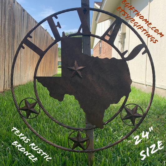 18",24",32",36" State of Texas Map Metal Wall Art Western Home Decor Vintage Rustic Bronze Copper New-#A18008