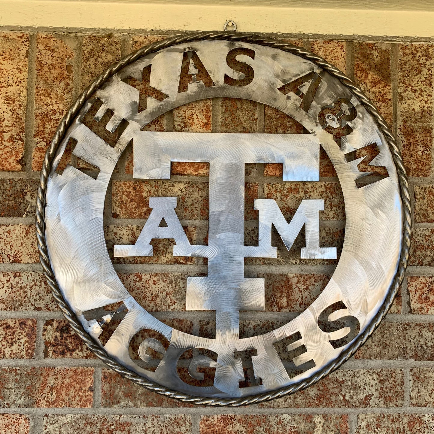 TEXAS A&M WIDE BAND RAW METAL CUSTOM VINTAGE CRAFT WALL ART TEAM SIGN HANDMADE