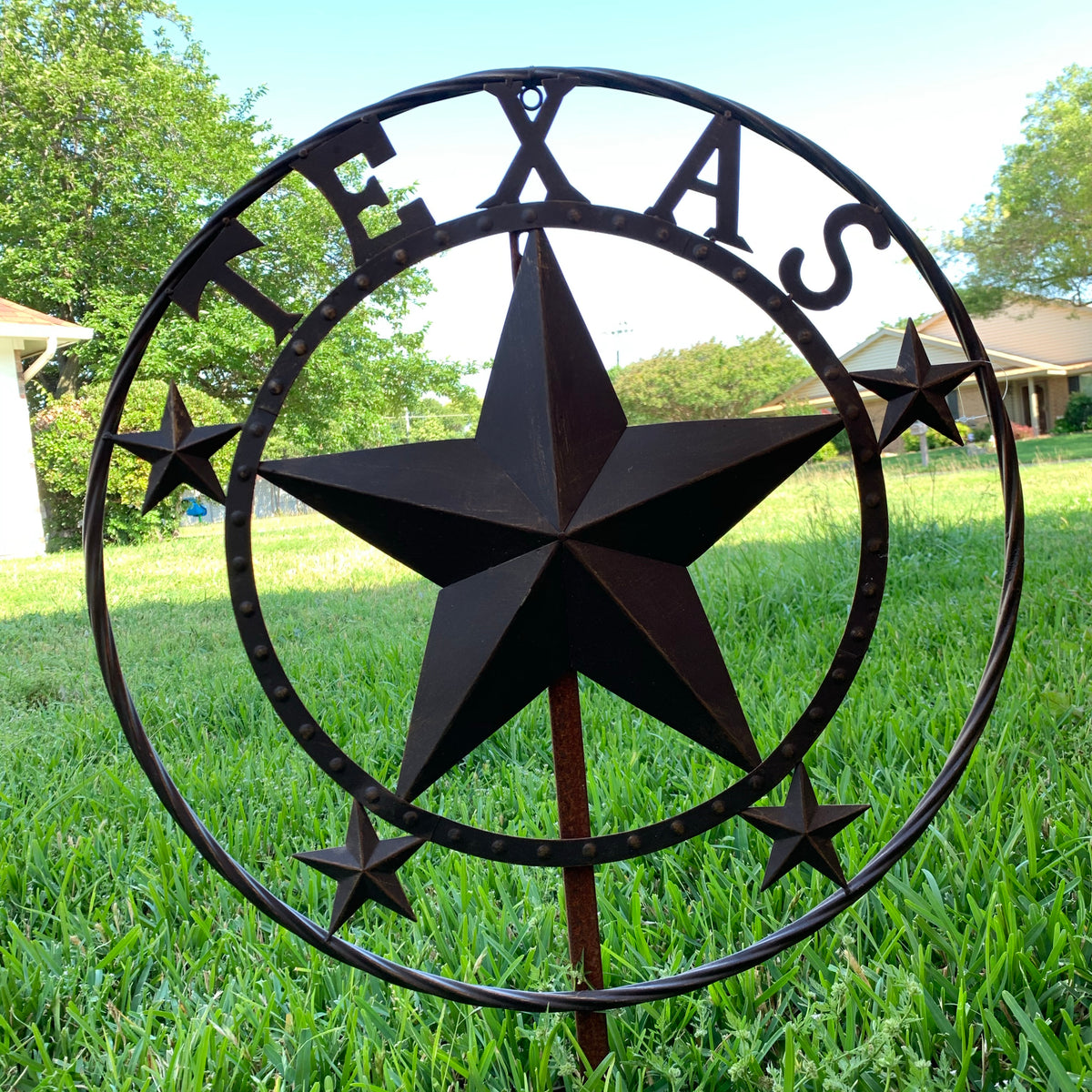 24" TEXAS BEADED COLIBROX BARN STAR METAL LONE STAR WESTERN HOME DECOR HANDMADE RUSTIC BRONZE COPPER NEW
