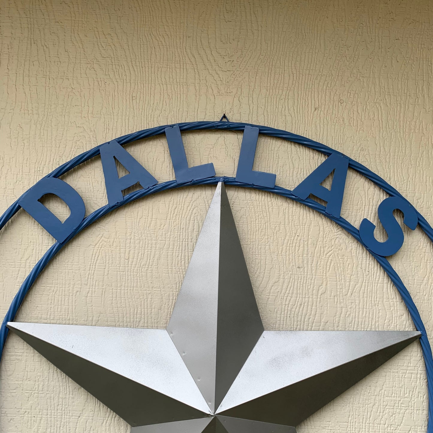 DALLAS COWBOYS SILVER & LIGHT BLUE BARN STAR CUSTOM VINTAGE METAL LONE STAR ART WESTERN HOME DECOR SIZE:24",32",36",40",42",44",46",50"