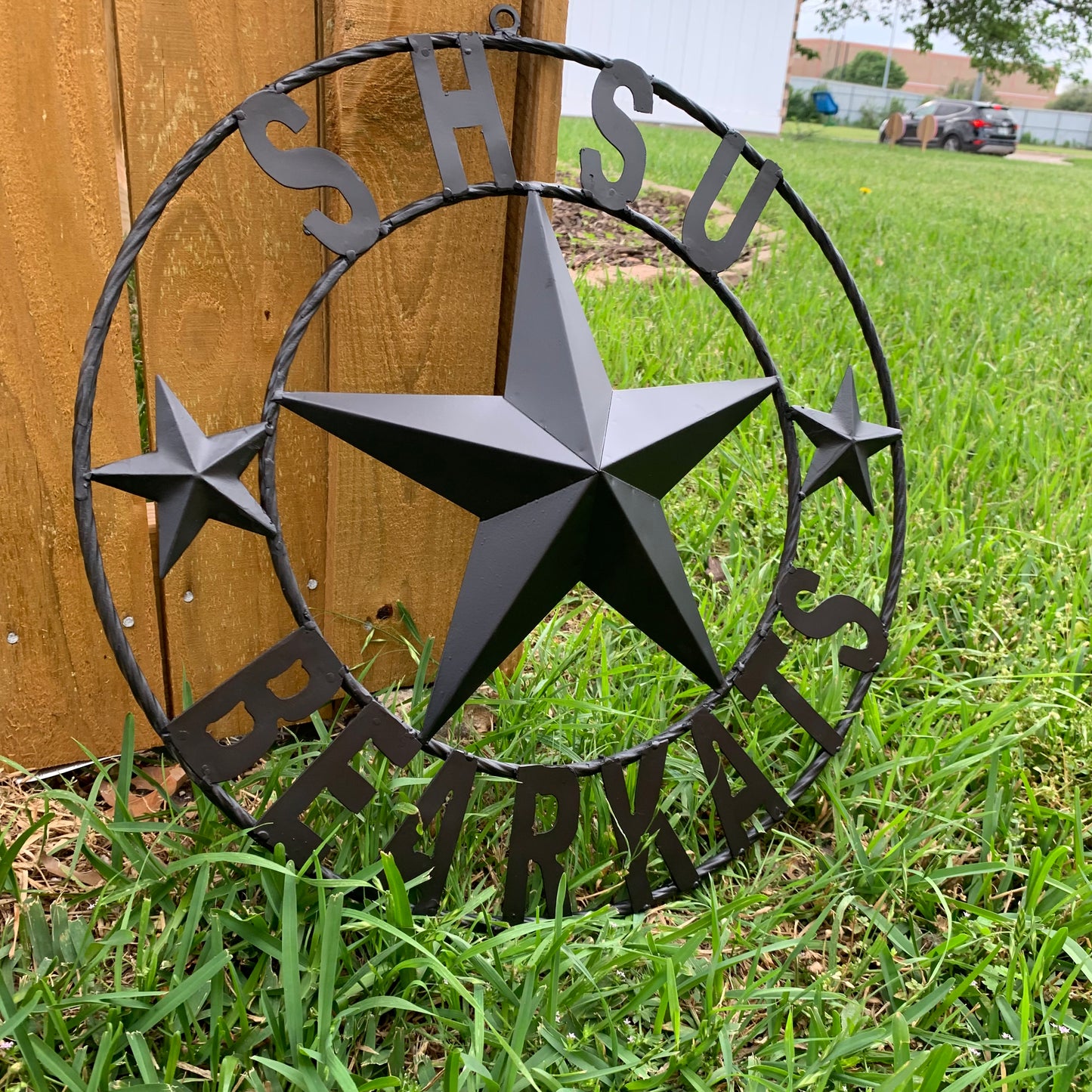 24",32" SHSU SAM HOUSTON BEARKATS RUSTIC BLACK METAL CUSTOM VINTAGE CRAFT RUSTIC BLACK TEAM STAR HANDMADE