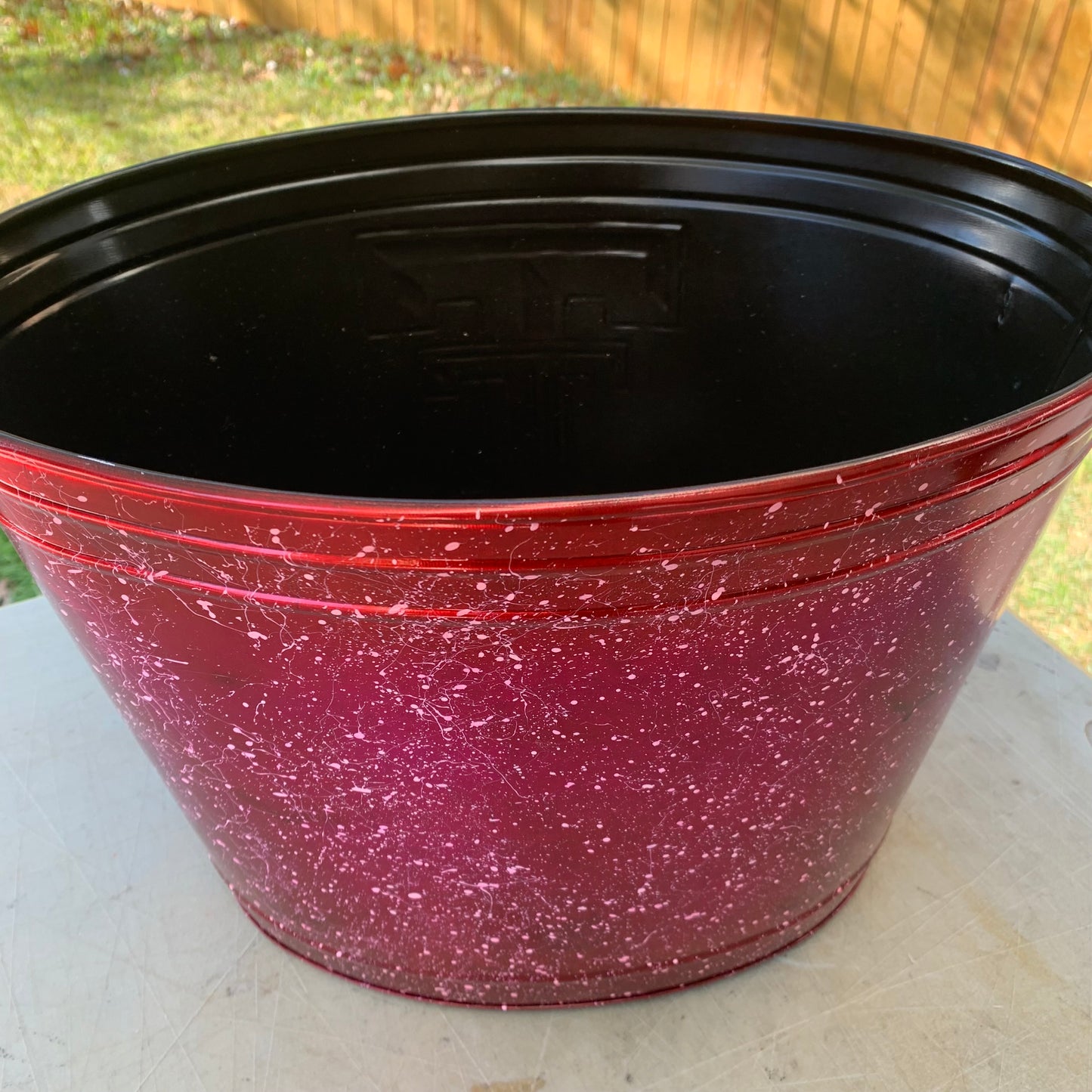 18" TEXAS TECH RED METAL OVAL TUB WESTERN HOME DECOR METAL ART NEW #EH10396