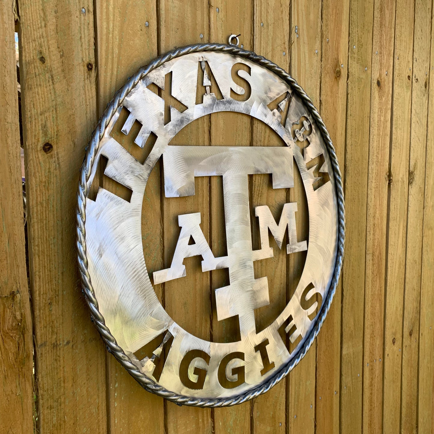 TEXAS A&M WIDE BAND RAW METAL CUSTOM VINTAGE CRAFT WALL ART TEAM SIGN HANDMADE