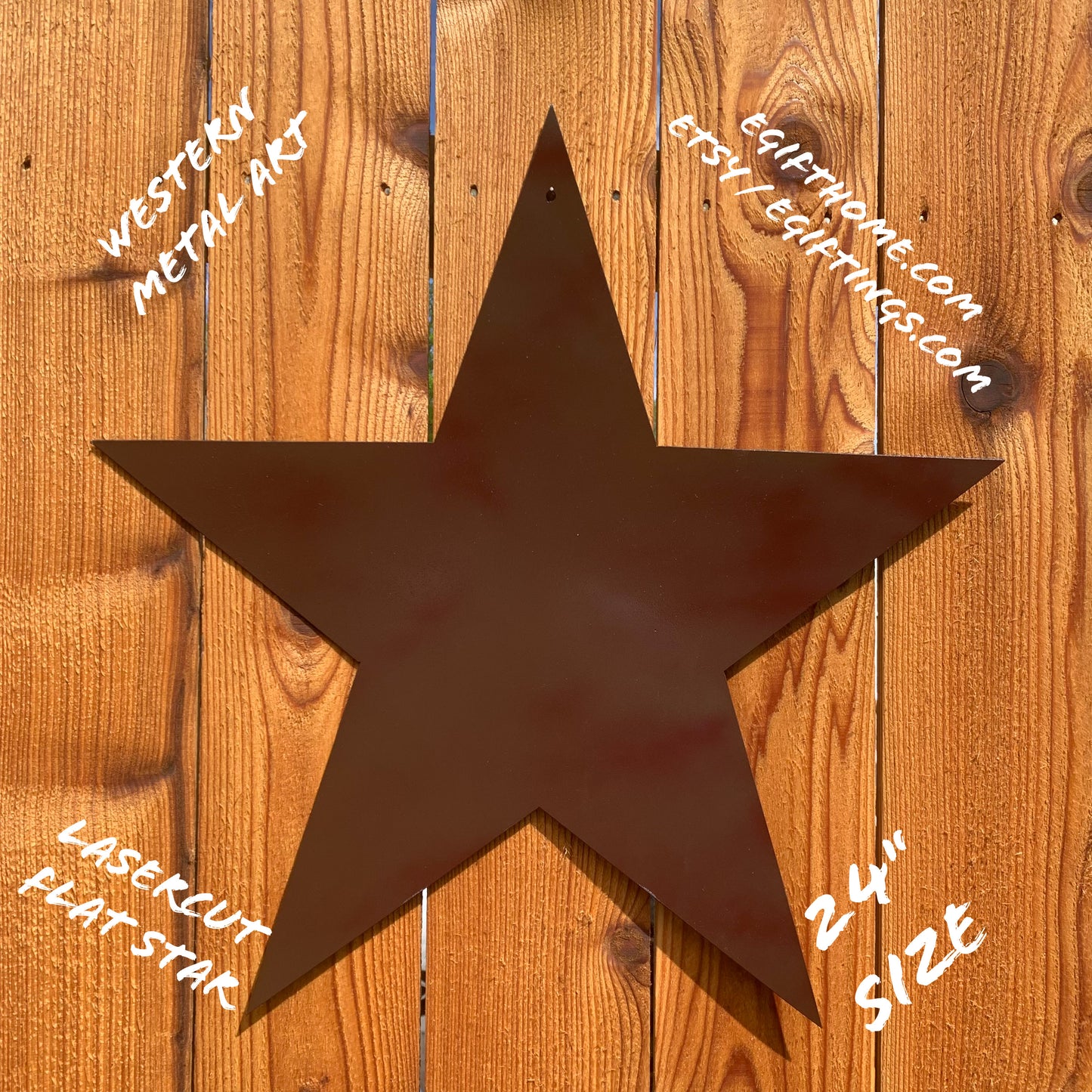 2D FLAT STAR BARN PLAIN LASERCUT METAL BROWN STAR ART WESTERN HOME DECOR HANDMADE #EH12822